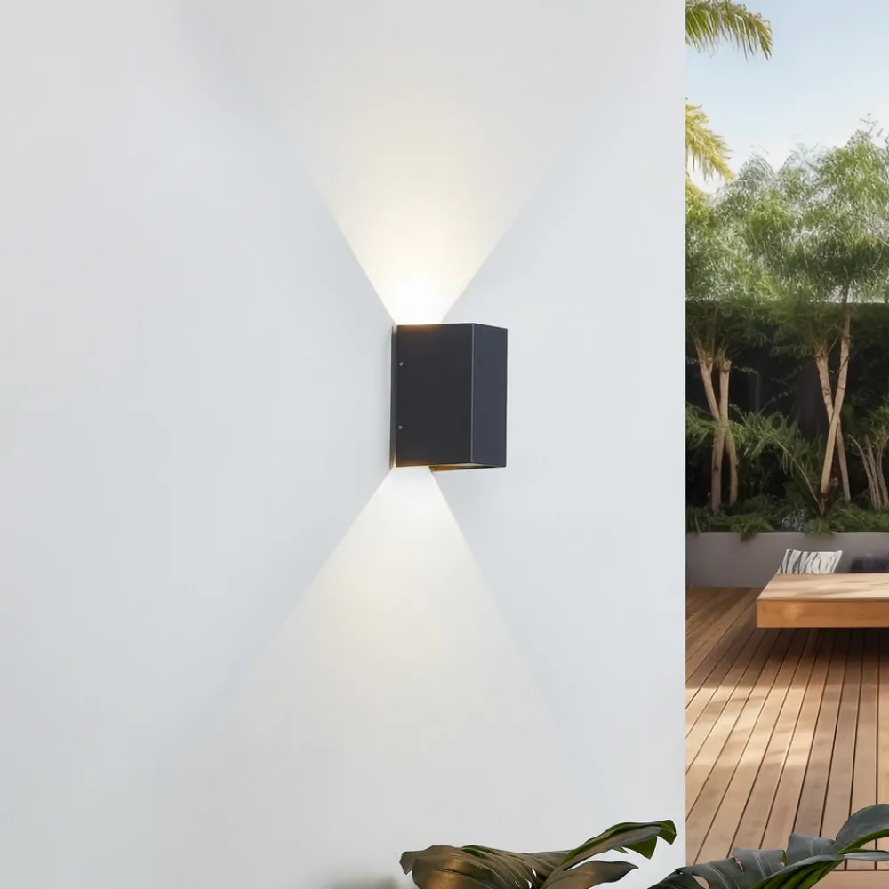 Lucande LED-vegglampe Kimian, høyde 17 cm, antrasitt, IP54 Clearance