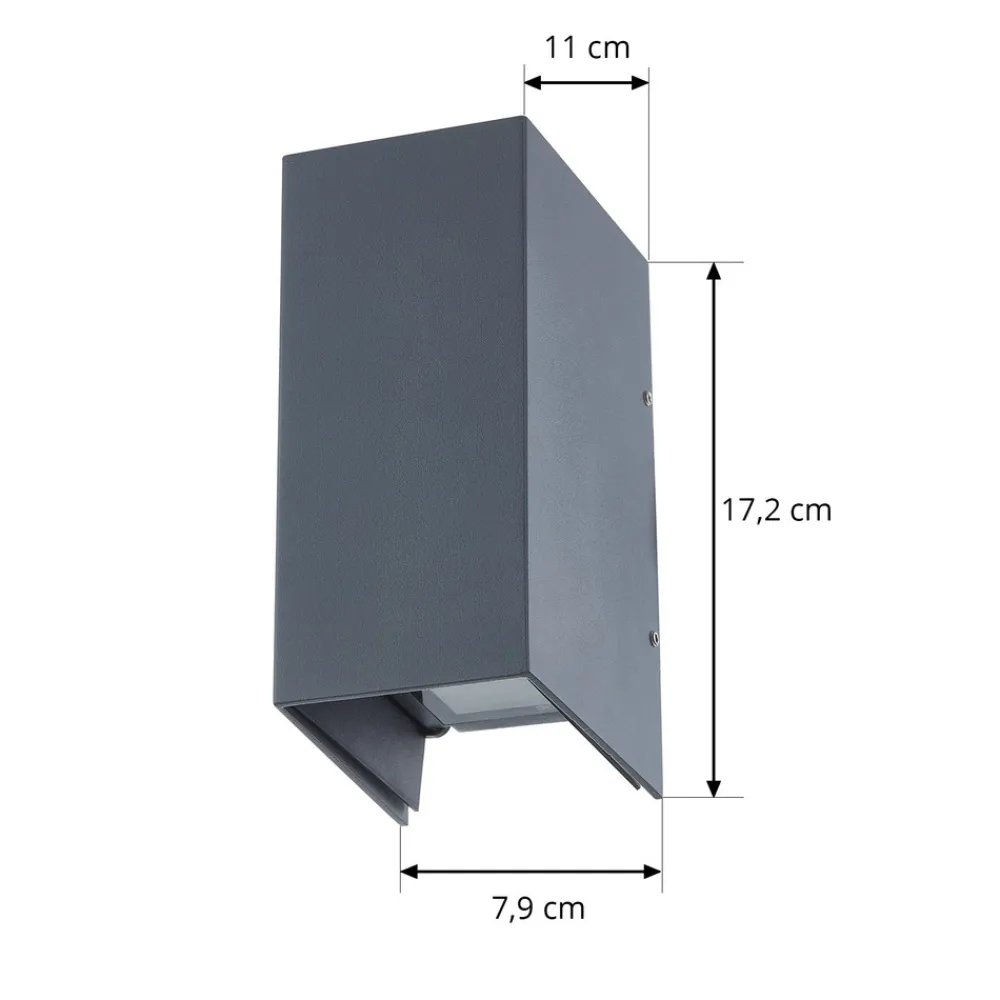 Lucande LED-vegglampe Kimian, høyde 17 cm, antrasitt, IP54 Clearance