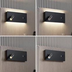 Lucande LED-vegglampe Kimo, 32 cm, svart, aluminium, USB| Led-Innendørs|Vegglamper