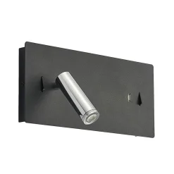 Lucande LED-vegglampe Kimo, 32 cm, svart, aluminium, USB| Led-Innendørs|Vegglamper