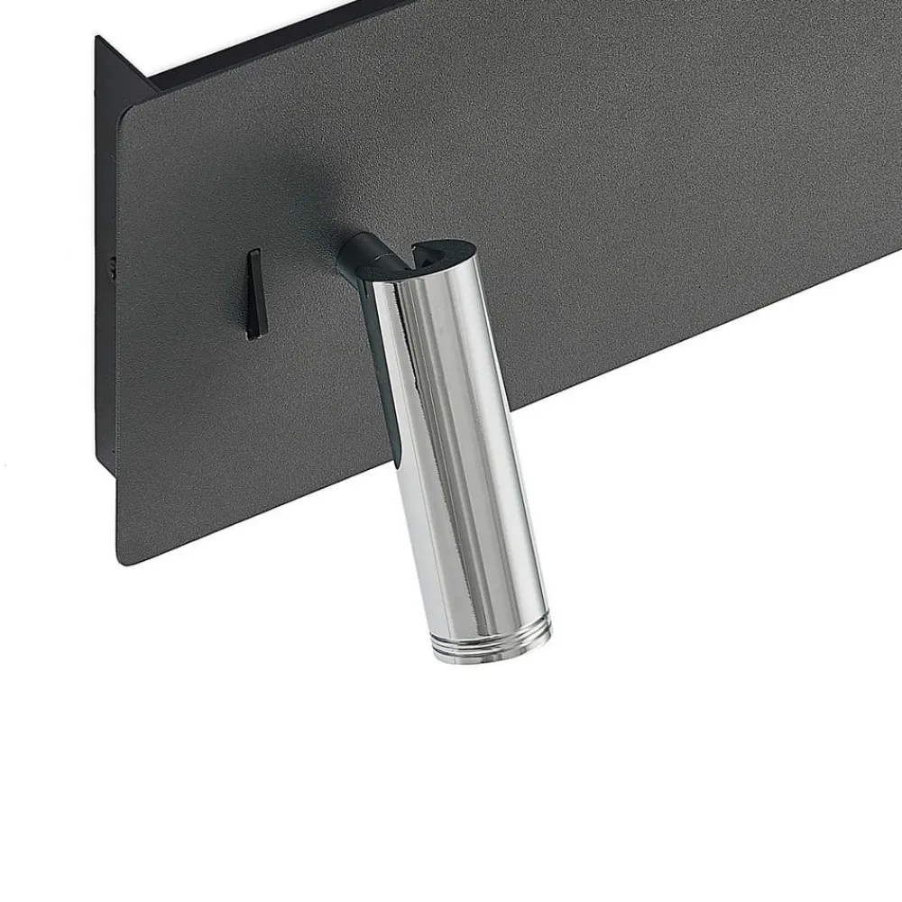 Lucande LED-vegglampe Kimo, 32 cm, svart, aluminium, USB| Led-Innendørs|Vegglamper