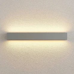 Lucande LED-vegglampe Lengo, 50 cm, sølv, 2 lyskilder, IP65| Kommersiell Utebelysning