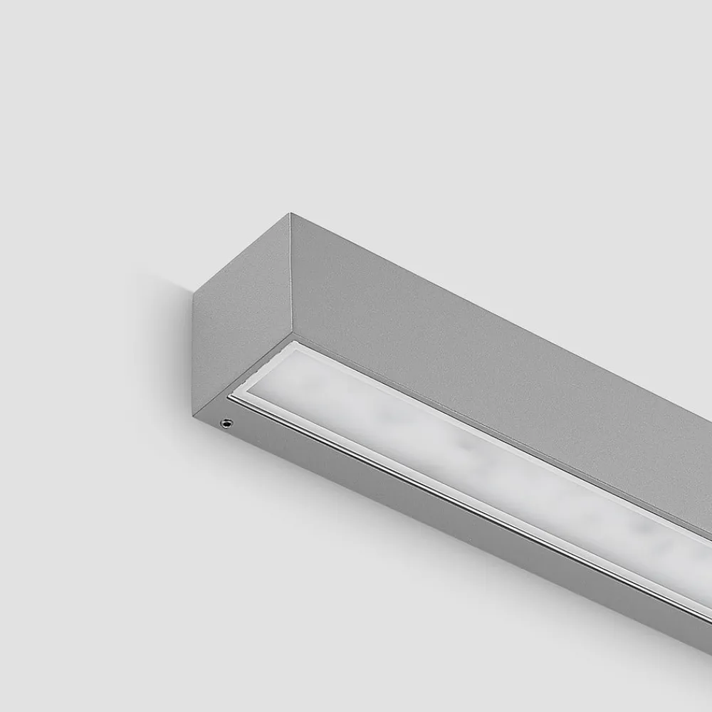 Lucande LED-vegglampe Lengo, 50 cm, sølv, 2 lyskilder, IP65| Kommersiell Utebelysning