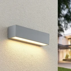 Lucande LED-vegglampe Lengo, 25 cm, sølv, 1 lyskilde, IP65| Led-Utendørs