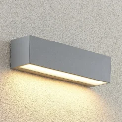 Lucande LED-vegglampe Lengo, 25 cm, sølv, 1 lyskilde, IP65| Led-Utendørs
