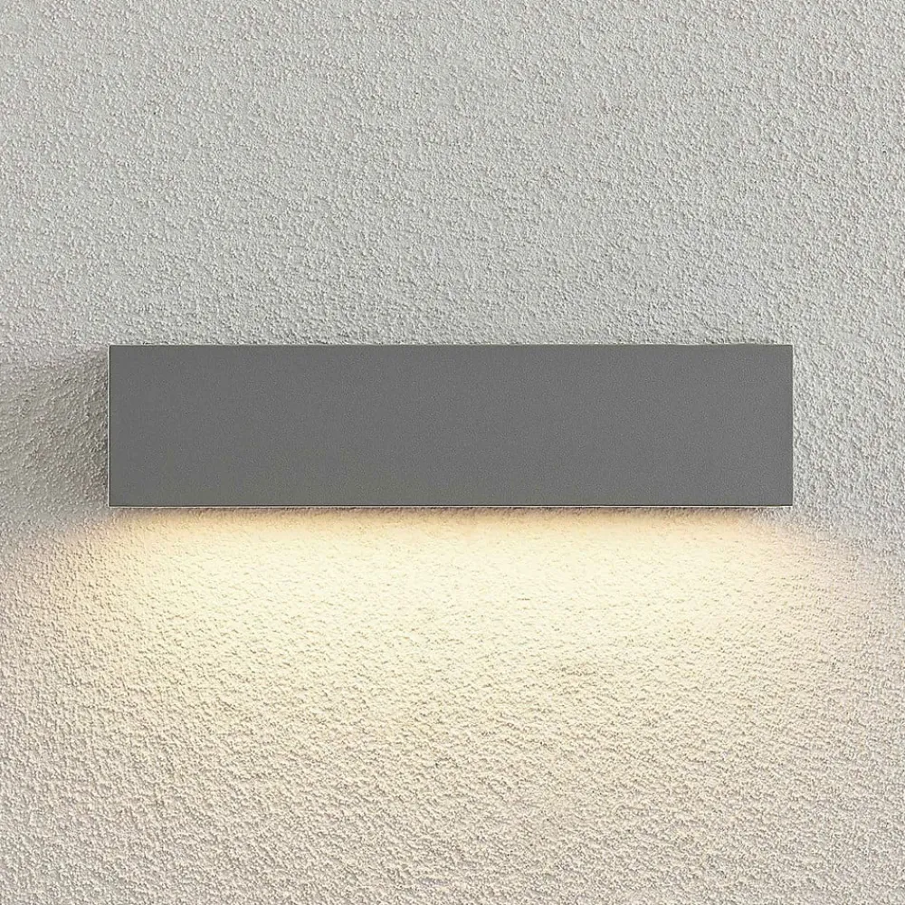 Lucande LED-vegglampe Lengo, 25 cm, sølv, 1 lyskilde, IP65| Led-Utendørs