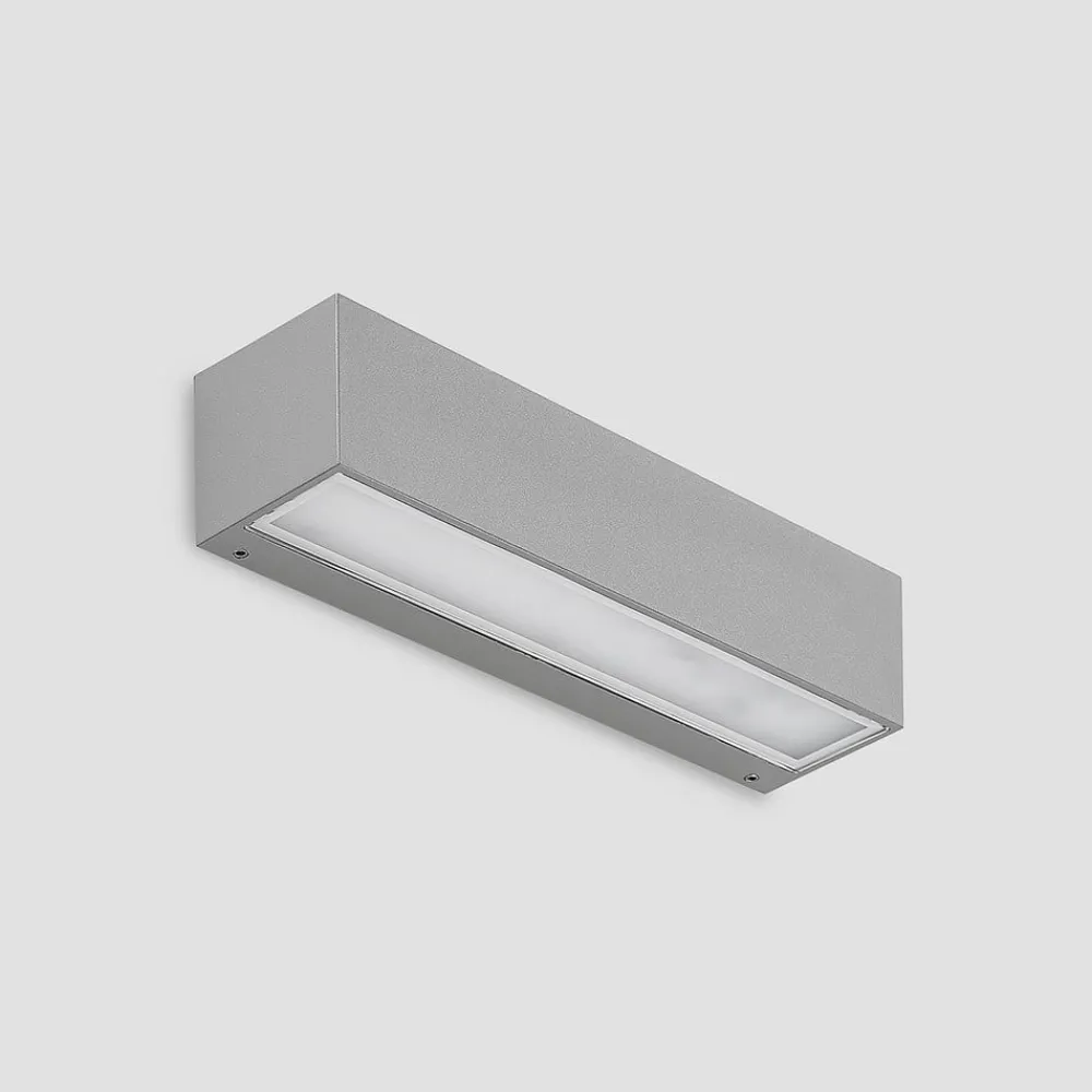Lucande LED-vegglampe Lengo, 25 cm, sølv, 1 lyskilde, IP65| Led-Utendørs