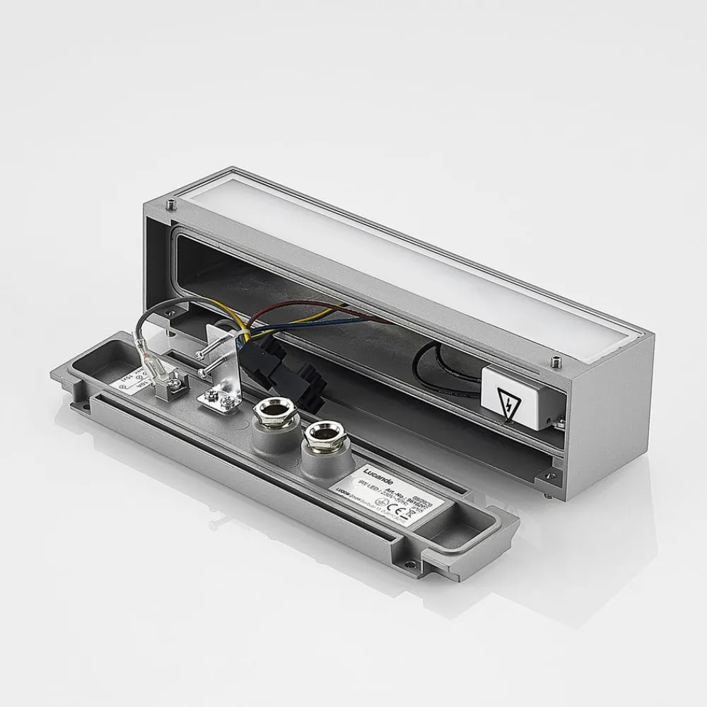 Lucande LED-vegglampe Lengo, 25 cm, sølv, 1 lyskilde, IP65| Led-Utendørs