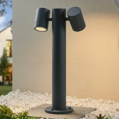 Lucande Maloney sokkellampe, 50 cm, antrasitt, IP54| Sokkellamper