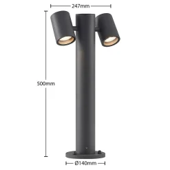 Lucande Maloney sokkellampe, 50 cm, antrasitt, IP54| Sokkellamper