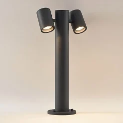 Lucande Maloney sokkellampe, 50 cm, antrasitt, IP54| Sokkellamper