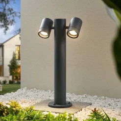 Lucande Maloney sokkellampe, 50 cm, antrasitt, IP54| Sokkellamper