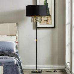 Lucande Malviras gulvlampe i stoff med bladdekorasjon| Gulvlamper