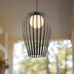 Lucande Marrin utendørs pendellampe, svart, metall, Ø 31 cm| Pendellamper Utendørs|Terrassebelysning