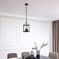 Lucande pendellampe Eryk, Ø 23 cm, svart, glass, 3-lys Hot