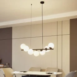 Lucande pendellampe Isandro, svart/opal, 7 lys| Pendellamper