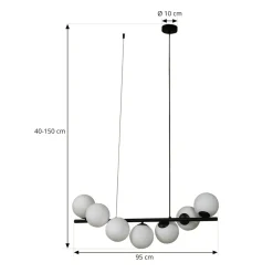 Lucande pendellampe Isandro, svart/opal, 7 lys| Pendellamper