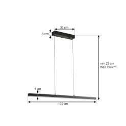 Lucande Pendolo LED-hengelampe, svart, aluminium, 120 cm| Led-Innendørs|Pendellamper