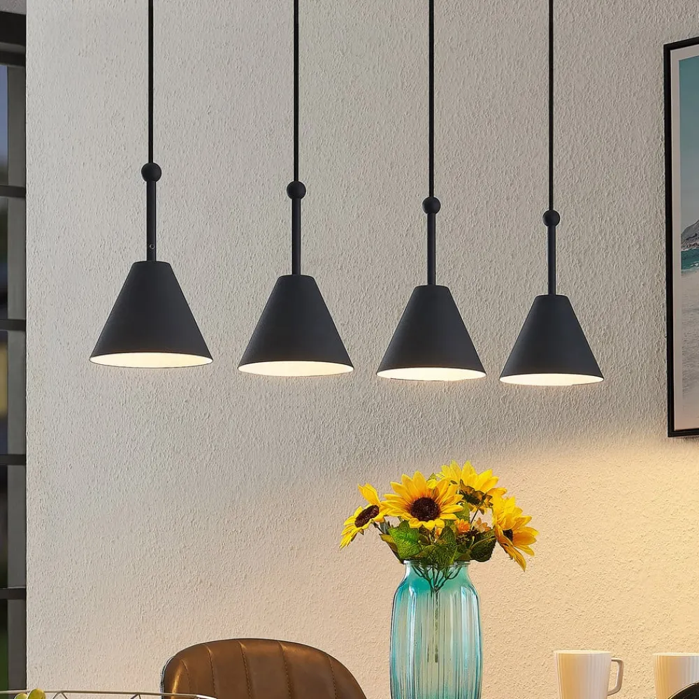 Lucande Phina hengelampe i svart, 4 lyskilder| Pendellamper