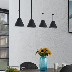 Lucande Phina hengelampe i svart, 4 lyskilder| Pendellamper