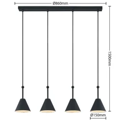 Lucande Phina hengelampe i svart, 4 lyskilder| Pendellamper