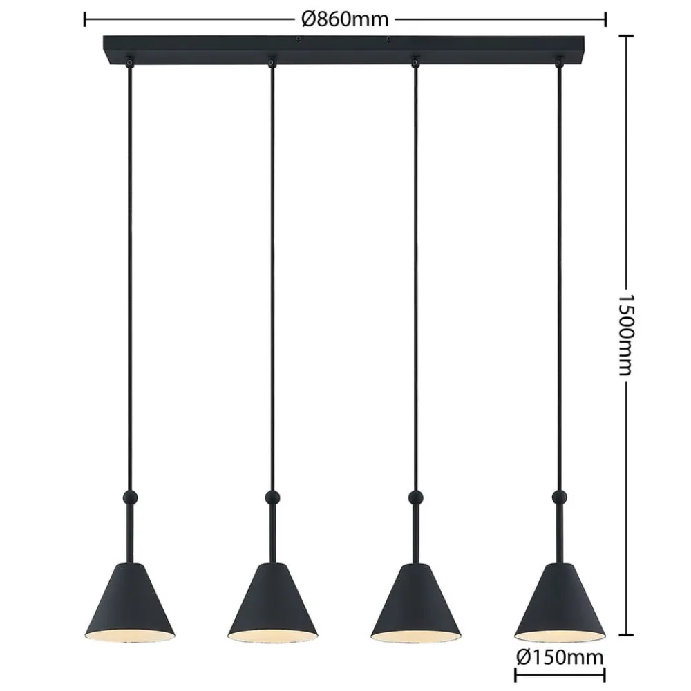 Lucande Phina hengelampe i svart, 4 lyskilder| Pendellamper