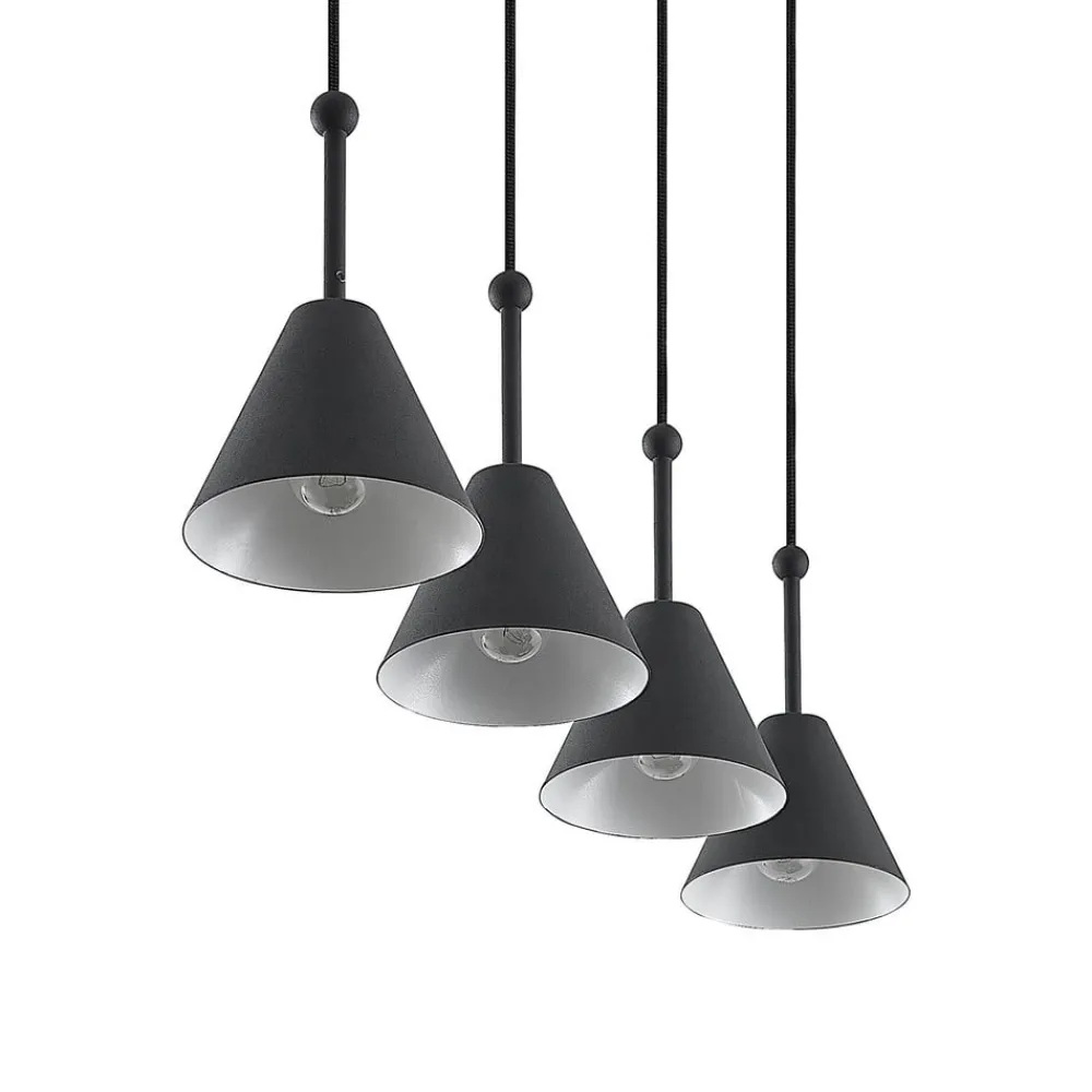 Lucande Phina hengelampe i svart, 4 lyskilder| Pendellamper