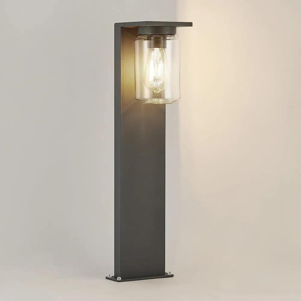 Lucande Semka veilampe, 65 cm, antrasitt, glass, aluminium| Terrassebelysning|Gatebelysning, Pullert Belysning