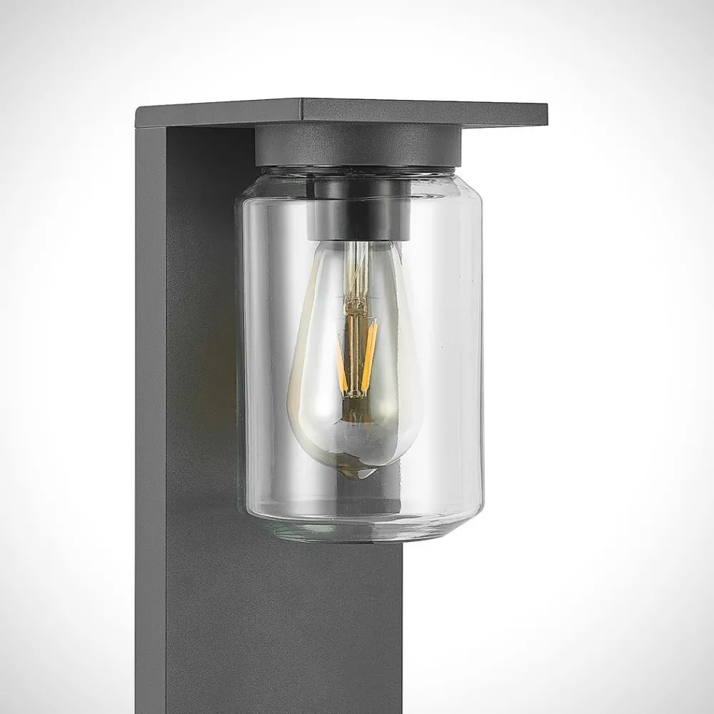 Lucande Semka veilampe, 65 cm, antrasitt, glass, aluminium| Terrassebelysning|Gatebelysning, Pullert Belysning