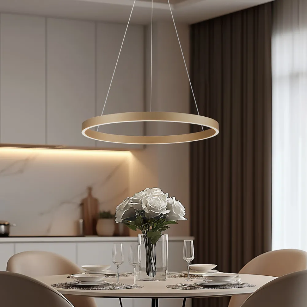 Lucande Smart LED-pendellampe Yonam, gull, 1-lys, Tuya Outlet