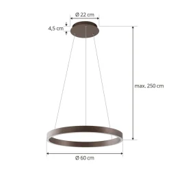 Lucande Smart LED-pendellampe Yonam, kaffe, 1-lys, Tuya Clearance