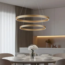 Lucande Smart LED-pendellampe Yonam, gull, 2-lys, Tuya Discount