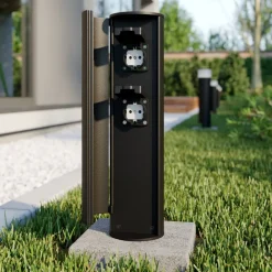 Lucande stikkontaktsøyle Corban, dør, 2 stikkontakter, IP44| Tilbehør|Strømsøyler