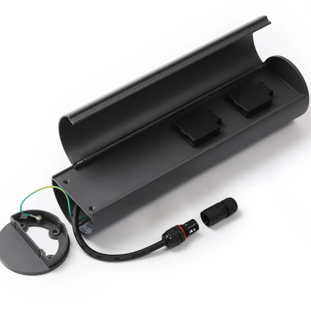 Lucande stikkontaktsøyle Corban, dør, 2 stikkontakter, IP44| Tilbehør|Strømsøyler