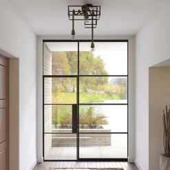 Lucande taklampe Andrik, 44 cm, 3 lyskilder, hampetau, metall| Taklamper