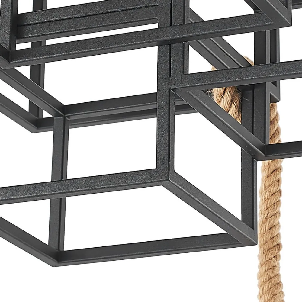 Lucande taklampe Andrik, 44 cm, 3 lyskilder, hampetau, metall| Taklamper