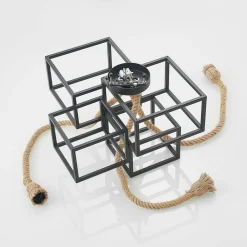 Lucande taklampe Andrik, 44 cm, 3 lyskilder, hampetau, metall| Taklamper