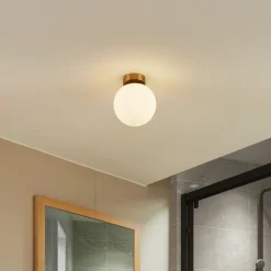 Lucande taklampe Bidolo, messingfarget, glass, 15 cm, IP44 Sale