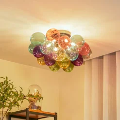 Lucande taklampe Diborah, fargerik, glass, Ø 50 cm, G9 New