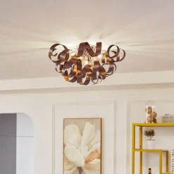 Lucande taklampe Kaelor, Ø 60 cm, kobberfarget, aluminium Discount