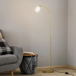 Lucande Taylan gulvlampe av jern, glasskjerm Outlet