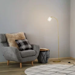 Lucande Taylan gulvlampe av jern, glasskjerm Outlet