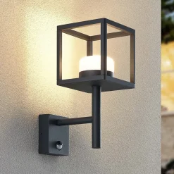 Lucande Timio utendørs vegglampe, uplight, sensor, GX53, IP44| Utebelysning Med Sensor|Utebelysning Med Sensor