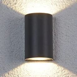 Lucande utendørs LED-vegglampe Jale, 16 cm, antrasitt, aluminium| Kommersiell Utebelysning|Led-Utendørs