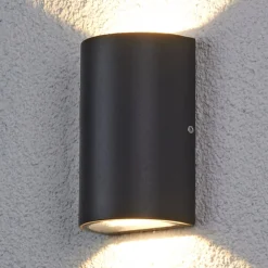 Lucande utendørs LED-vegglampe Jale, 16 cm, antrasitt, aluminium| Kommersiell Utebelysning|Led-Utendørs