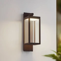 Lucande utendørs LED-vegglampe Ferdinand, rust, metall, IP54| Kommersiell Utebelysning