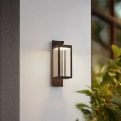 Lucande utendørs LED-vegglampe Ferdinand, rust, metall, IP54| Kommersiell Utebelysning