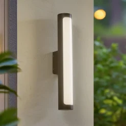 Lucande utendørs LED-vegglampe Tuberia, antrasitt, metall, Ø 7cm| Led-Utendørs|Terrassebelysning