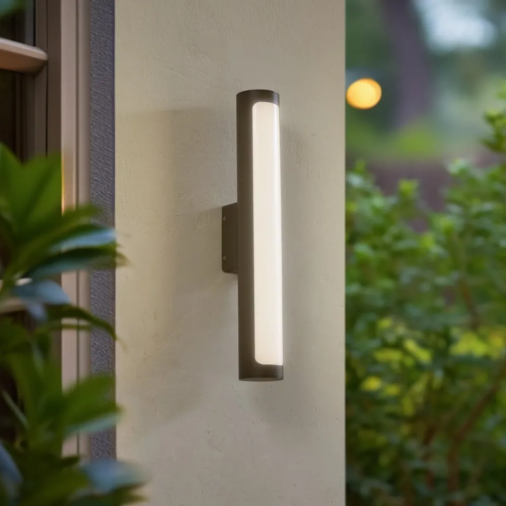 Lucande utendørs LED-vegglampe Tuberia, antrasitt, metall, Ø 7cm| Led-Utendørs|Terrassebelysning