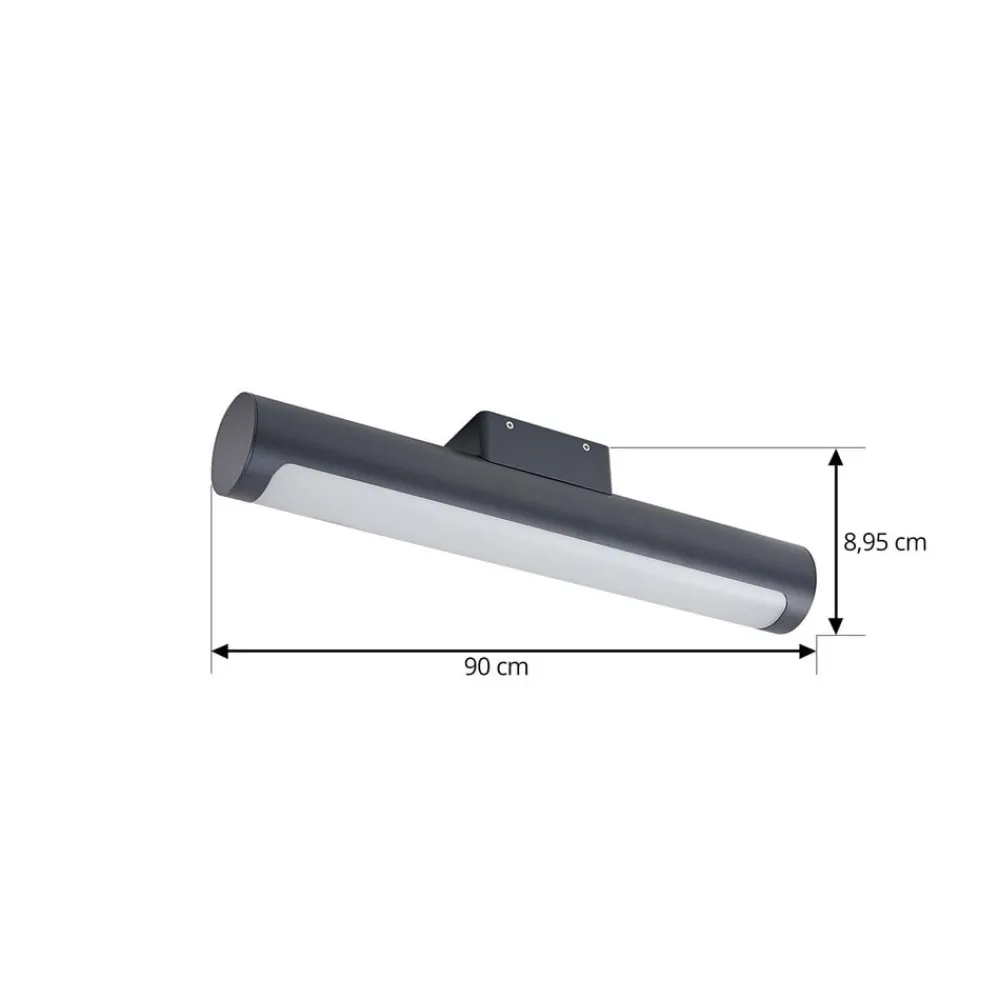 Lucande utendørs LED-vegglampe Tuberia, antrasitt, metall, Ø 7cm| Led-Utendørs|Terrassebelysning